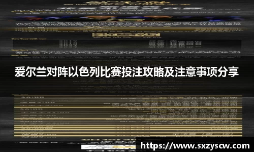 爱尔兰对阵以色列比赛投注攻略及注意事项分享